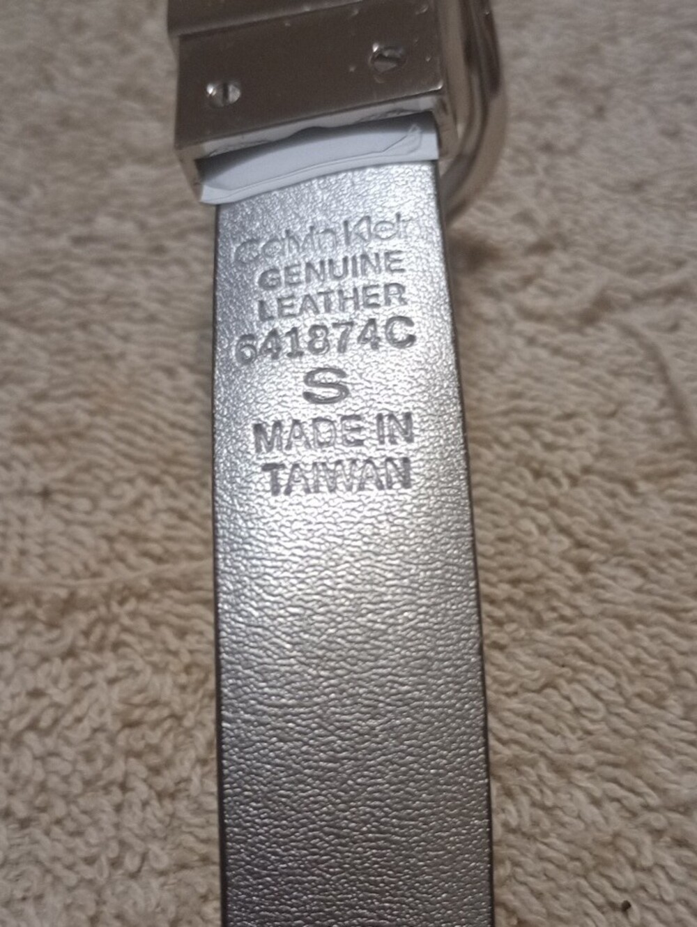 Calvin Klein Black Textured Leather Belt with Silver Buckle